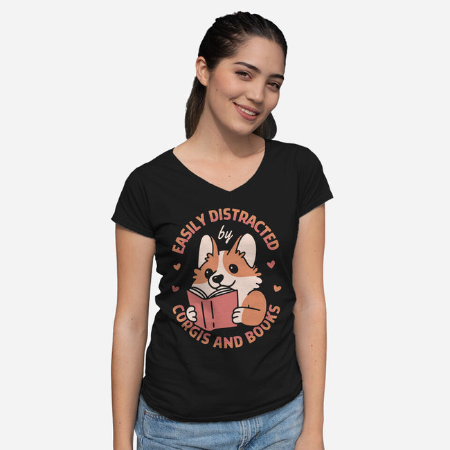 Easily Distracted-Womens-V-Neck-Tee-brunopires