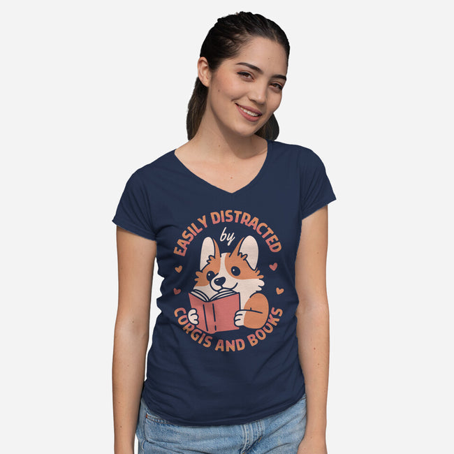 Easily Distracted-Womens-V-Neck-Tee-brunopires
