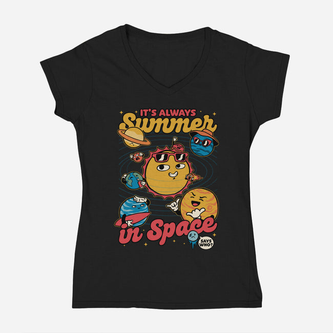 Summer In Space-Womens-V-Neck-Tee-Studio Mootant