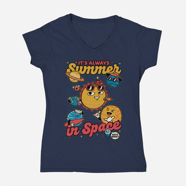 Summer In Space-Womens-V-Neck-Tee-Studio Mootant