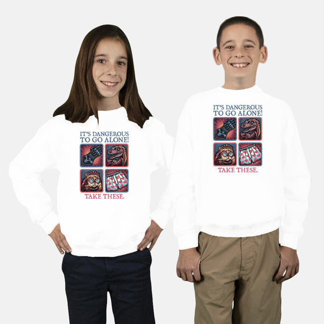 Danger In The Dungeon-Youth-Crew Neck-Sweatshirt-glitchygorilla