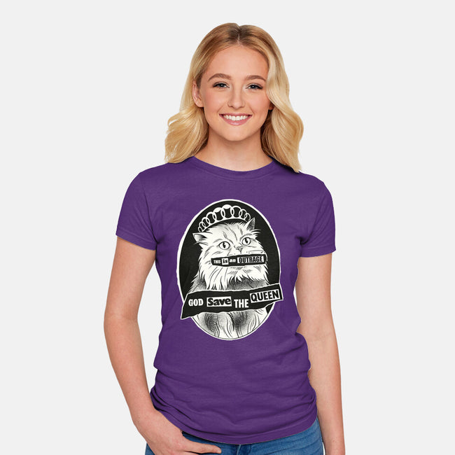 This Is An Outrage Save The Queen-Womens-Fitted-Tee-dandingeroz