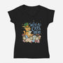 We're All Cats Here-Womens-V-Neck-Tee-Loobs
