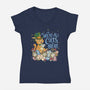 We're All Cats Here-Womens-V-Neck-Tee-Loobs