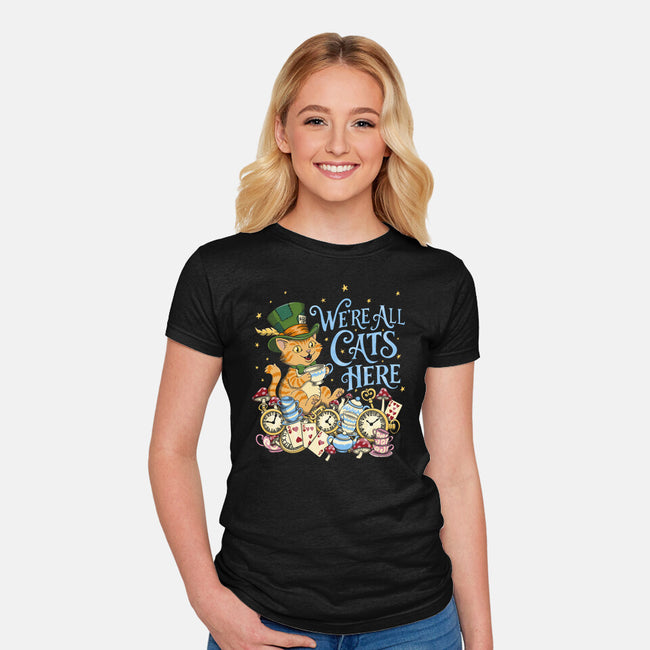 We're All Cats Here-Womens-Fitted-Tee-Loobs