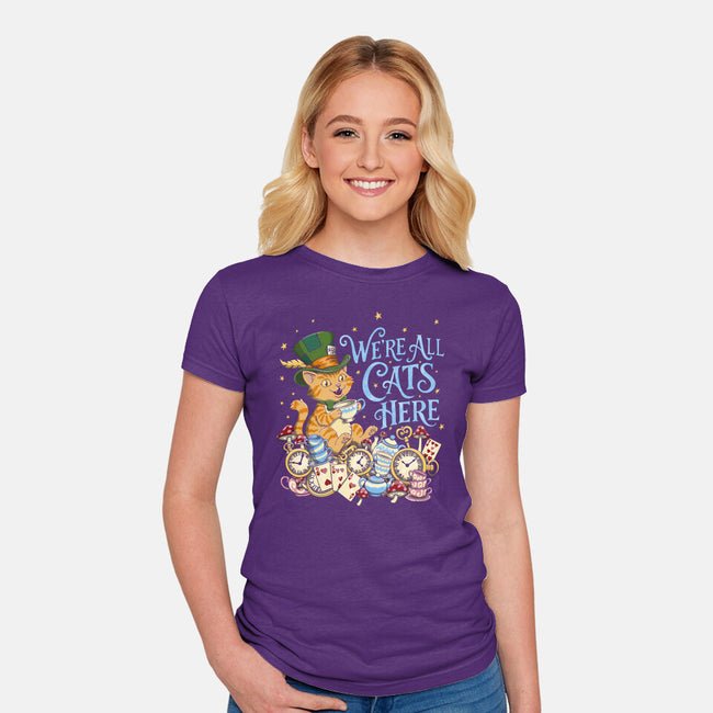 We're All Cats Here-Womens-Fitted-Tee-Loobs