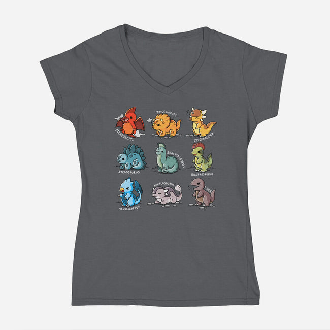 Dinosaurs Cute-Womens-V-Neck-Tee-Vallina84