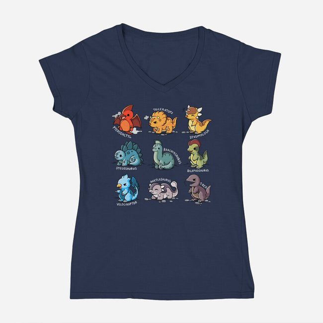 Dinosaurs Cute-Womens-V-Neck-Tee-Vallina84