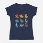 Dinosaurs Cute-Womens-V-Neck-Tee-Vallina84