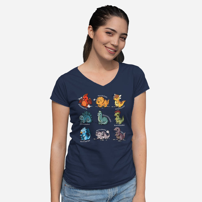 Dinosaurs Cute-Womens-V-Neck-Tee-Vallina84