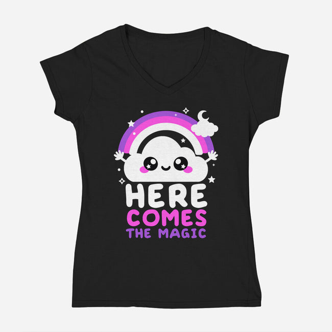 Here Comes The Magic-Womens-V-Neck-Tee-NemiMakeit
