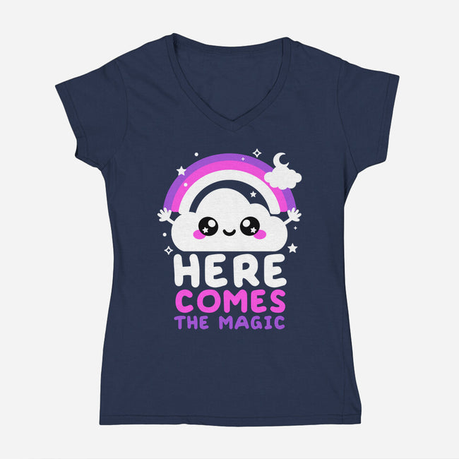 Here Comes The Magic-Womens-V-Neck-Tee-NemiMakeit