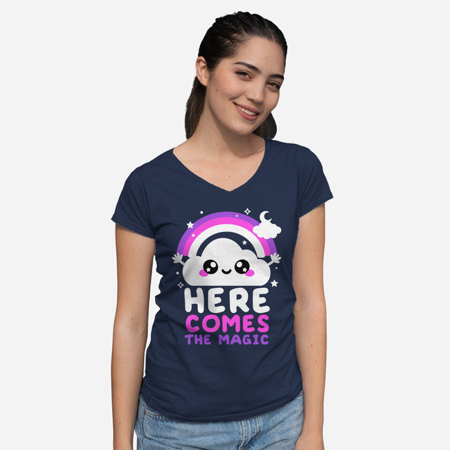 Here Comes The Magic-Womens-V-Neck-Tee-NemiMakeit