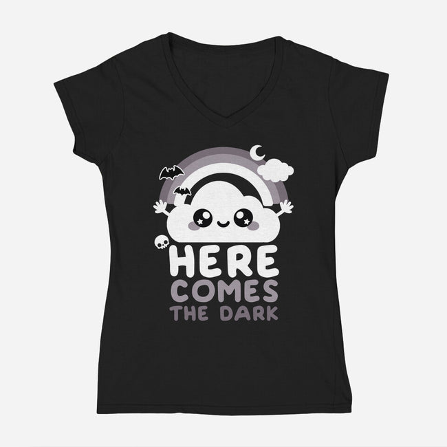 Here Comes The Dark-Womens-V-Neck-Tee-NemiMakeit