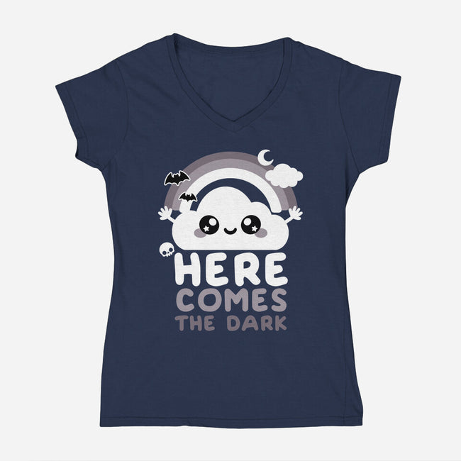 Here Comes The Dark-Womens-V-Neck-Tee-NemiMakeit