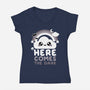 Here Comes The Dark-Womens-V-Neck-Tee-NemiMakeit
