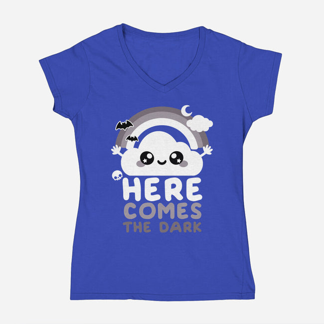 Here Comes The Dark-Womens-V-Neck-Tee-NemiMakeit