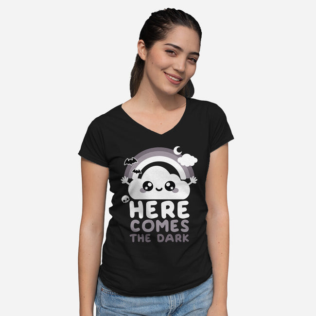 Here Comes The Dark-Womens-V-Neck-Tee-NemiMakeit