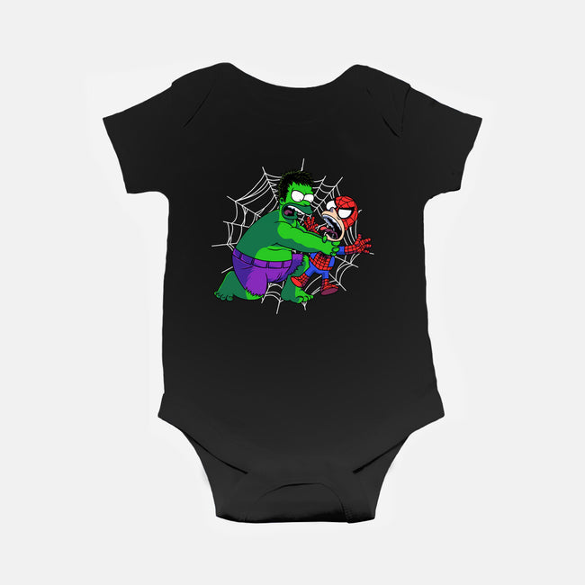 Why You Little Spidey-Baby-Basic-Onesie-joerawks