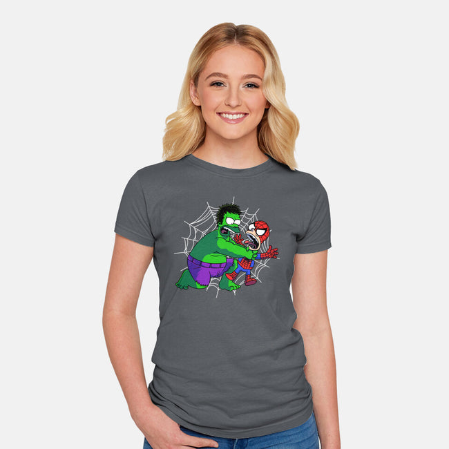 Why You Little Spidey-Womens-Fitted-Tee-joerawks