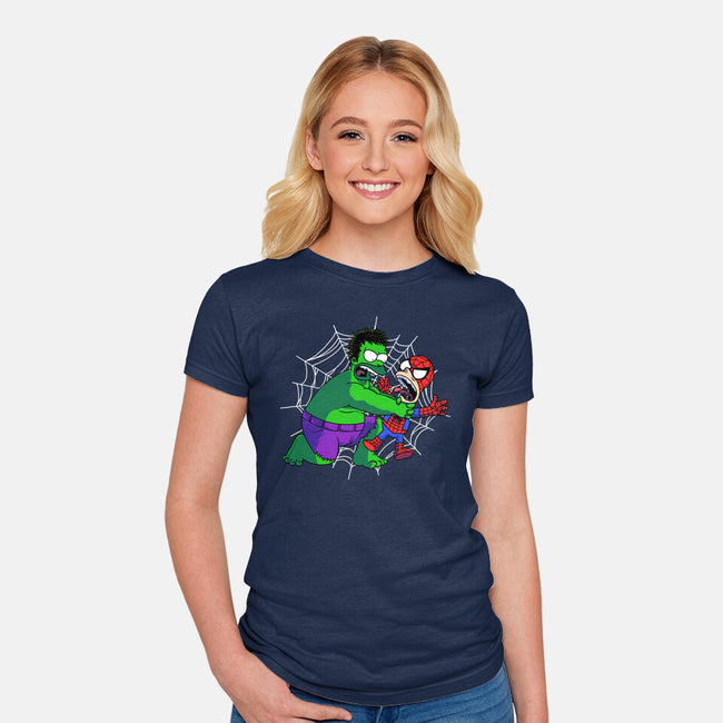 Why You Little Spidey-Womens-Fitted-Tee-joerawks