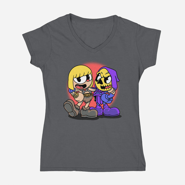 Eternia Head-Womens-V-Neck-Tee-joerawks