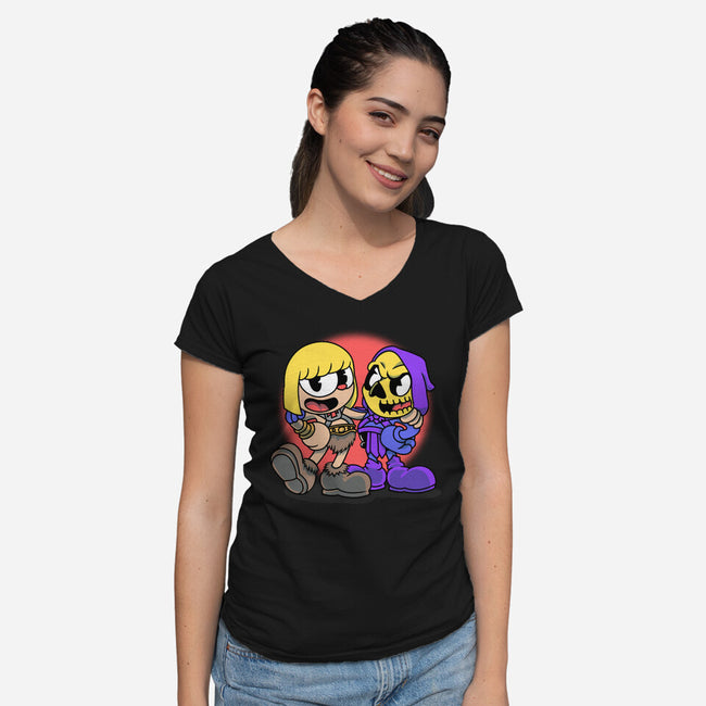 Eternia Head-Womens-V-Neck-Tee-joerawks