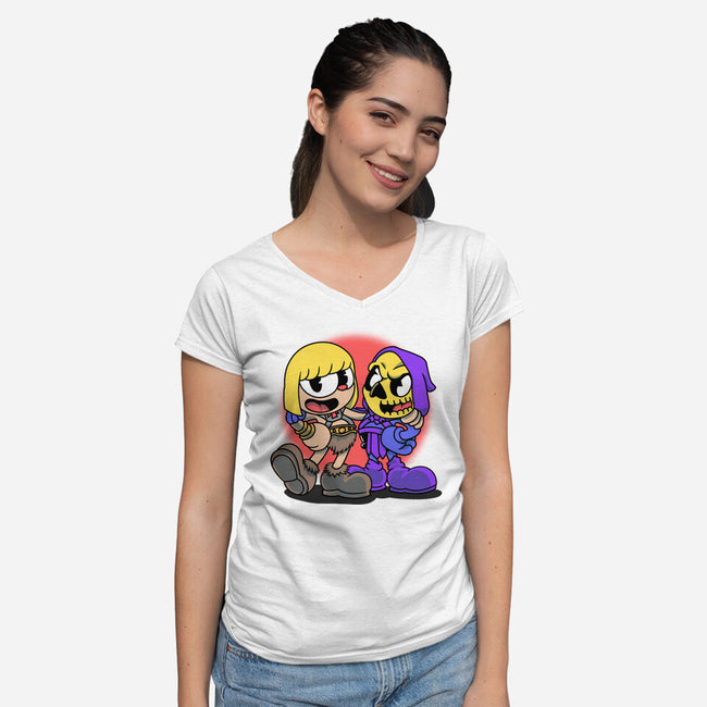 Eternia Head-Womens-V-Neck-Tee-joerawks