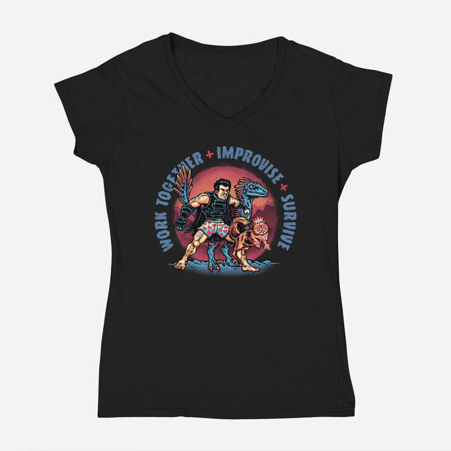Team Survival-Womens-V-Neck-Tee-glitchygorilla