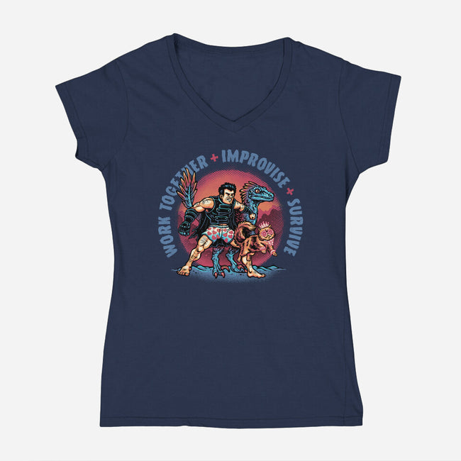 Team Survival-Womens-V-Neck-Tee-glitchygorilla