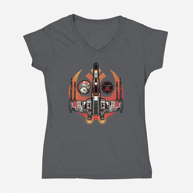 Red Wing Pilot-Womens-V-Neck-Tee-glitchygorilla