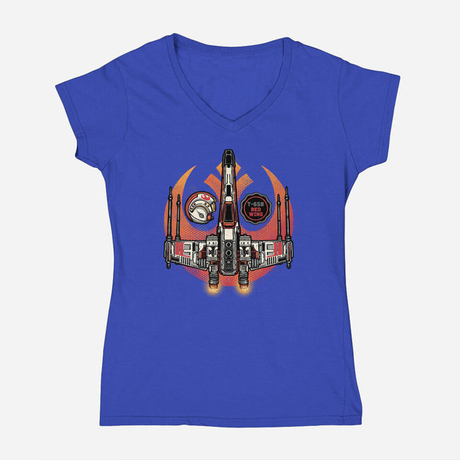 Red Wing Pilot-Womens-V-Neck-Tee-glitchygorilla