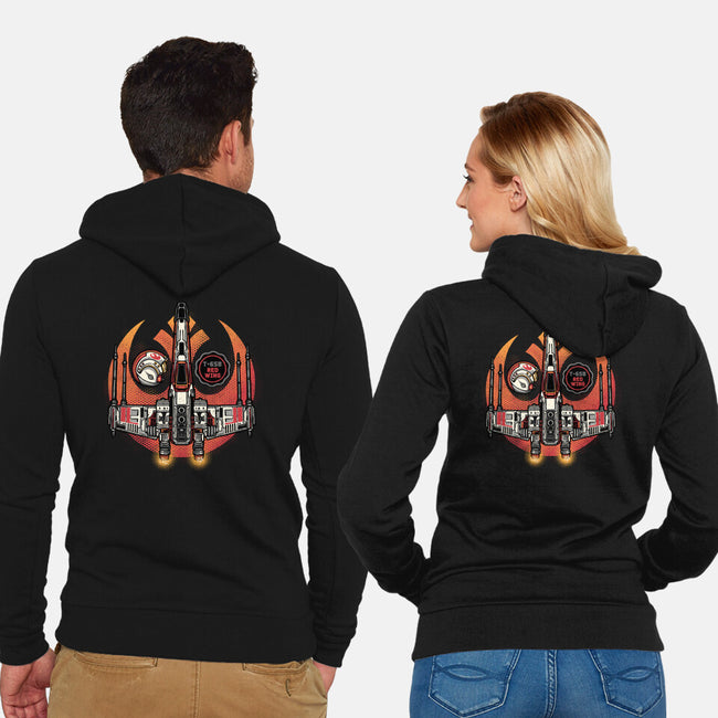 Red Wing Pilot-Unisex-Zip-Up-Sweatshirt-glitchygorilla