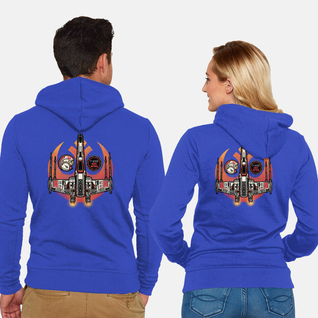 Red Wing Pilot-Unisex-Zip-Up-Sweatshirt-glitchygorilla