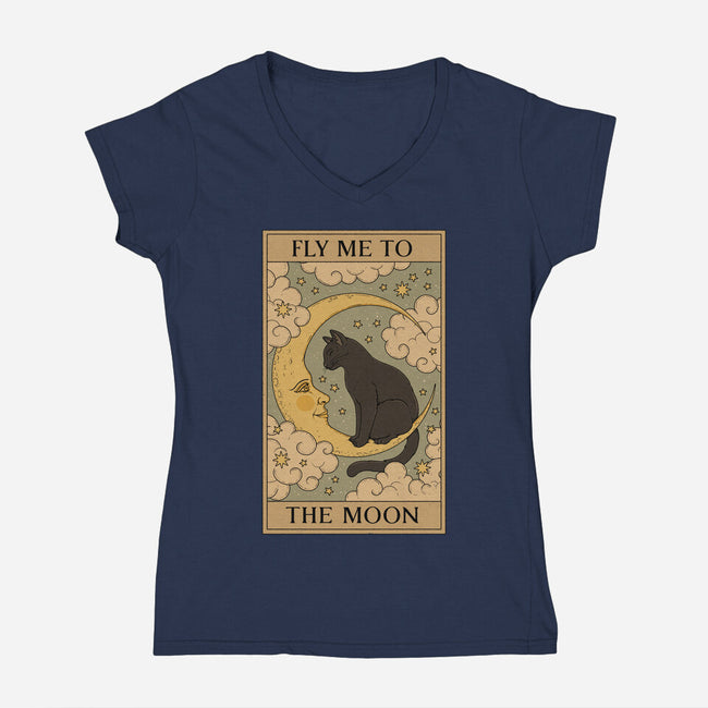 Fly Me To The Moon Tarot-Womens-V-Neck-Tee-Thiago Correa