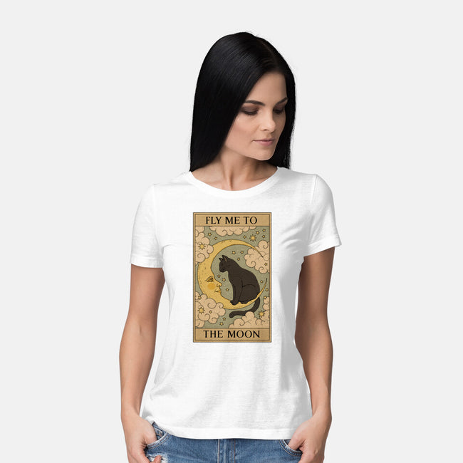 Fly Me To The Moon Tarot-Womens-Basic-Tee-Thiago Correa