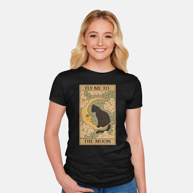 Fly Me To The Moon Tarot-Womens-Fitted-Tee-Thiago Correa