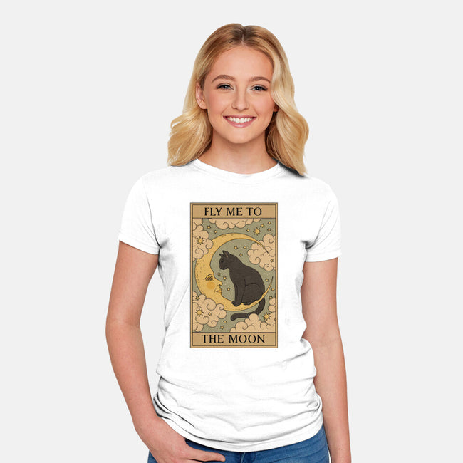 Fly Me To The Moon Tarot-Womens-Fitted-Tee-Thiago Correa