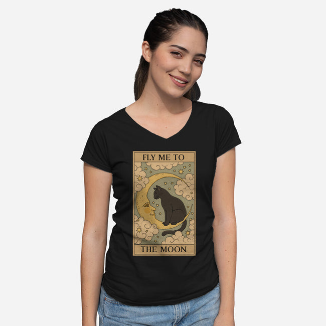 Fly Me To The Moon Tarot-Womens-V-Neck-Tee-Thiago Correa