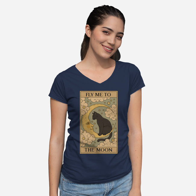 Fly Me To The Moon Tarot-Womens-V-Neck-Tee-Thiago Correa