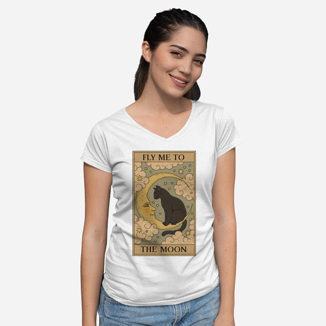 Fly Me To The Moon Tarot-Womens-V-Neck-Tee-Thiago Correa