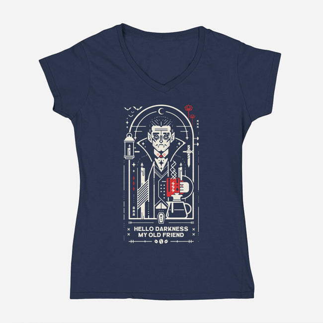 Hello Coffee My Old Friend-Womens-V-Neck-Tee-BadBox