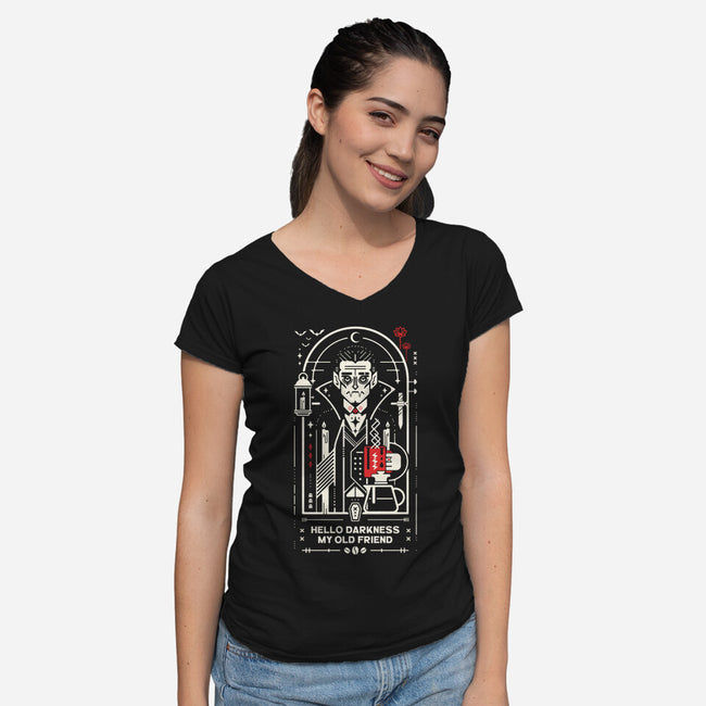 Hello Coffee My Old Friend-Womens-V-Neck-Tee-BadBox
