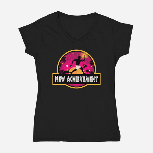 New Achievement-Womens-V-Neck-Tee-dandingeroz
