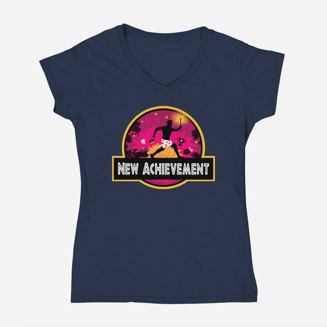 New Achievement-Womens-V-Neck-Tee-dandingeroz