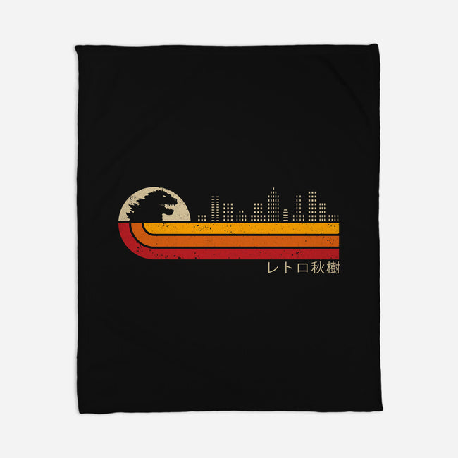 Retro Kaiju City-None-Fleece-Blanket-erion_designs