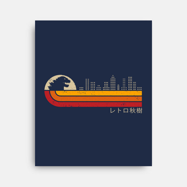 Retro Kaiju City-None-Stretched-Canvas-erion_designs