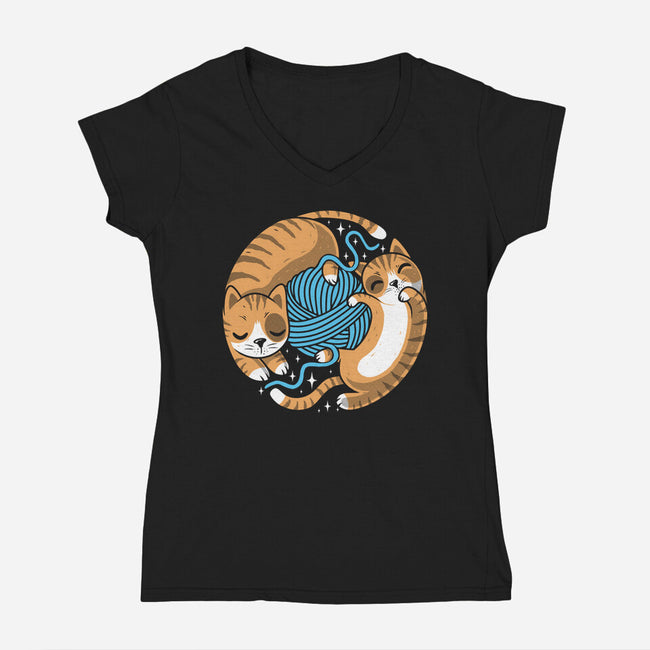 Purrfect Kitty Circle-Womens-V-Neck-Tee-erion_designs