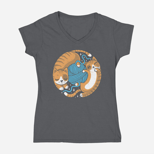 Purrfect Kitty Circle-Womens-V-Neck-Tee-erion_designs