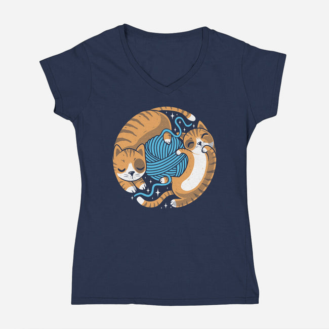 Purrfect Kitty Circle-Womens-V-Neck-Tee-erion_designs